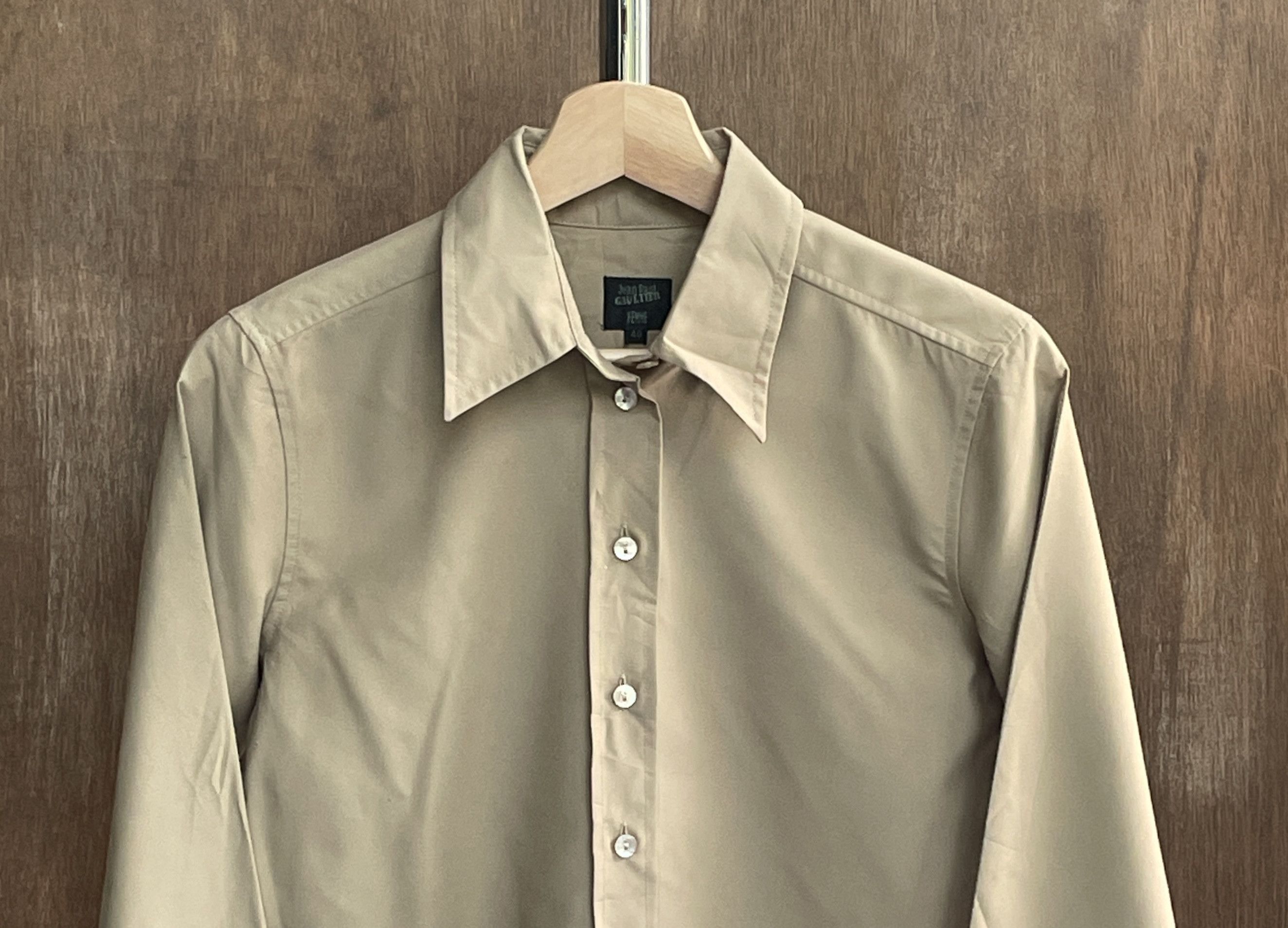 Jean Paul Gaultier Jean Paul Gaultier Beige Button Down Shirt Size US M / EU 48-50 / 2 - 2 Thumbnail