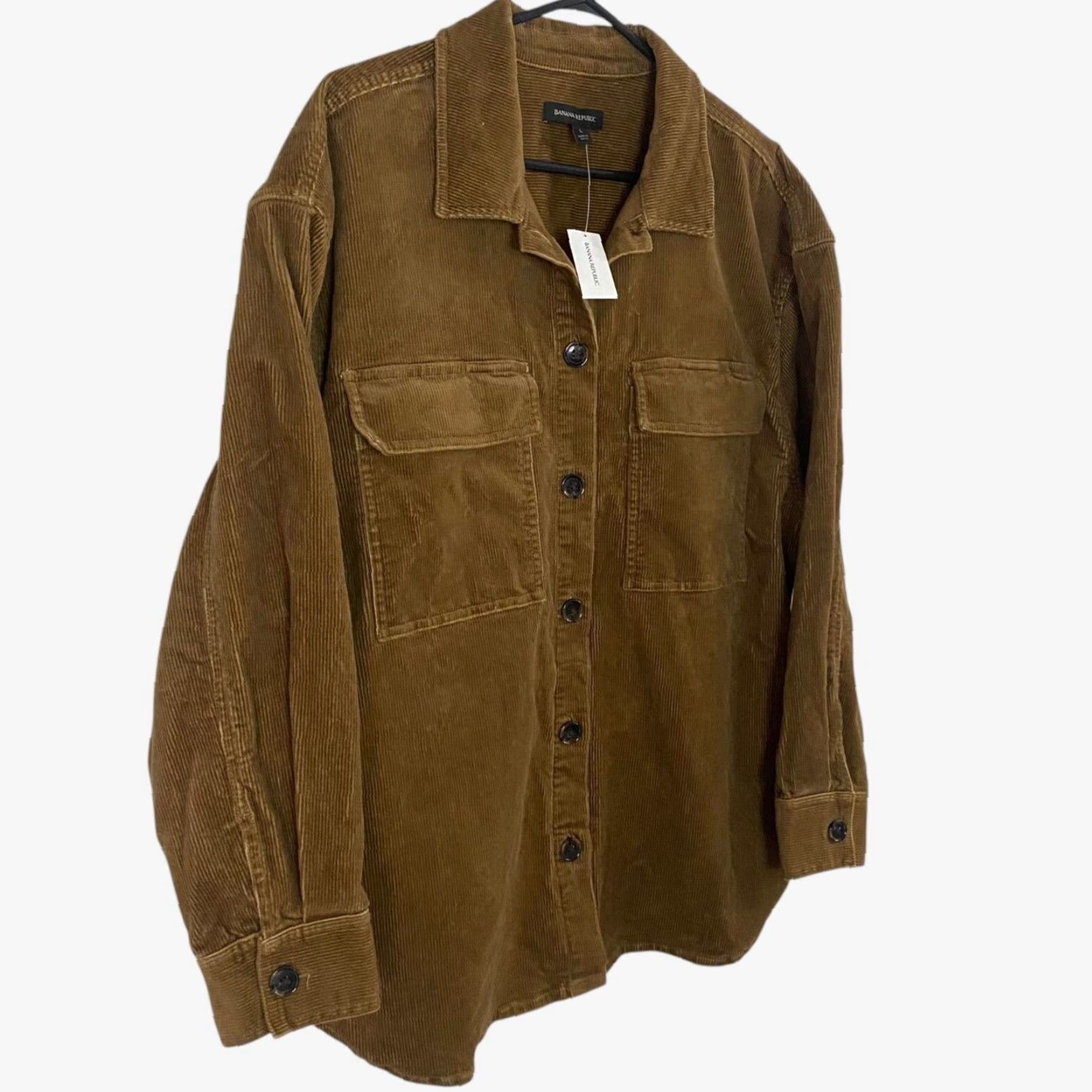 Banana Republic VINTAGE Banana Republic Corduroy Shirt Jacket Womens Large Brown Long Sleeve Button Front Pockets Fall Winter Size L / US 10 / IT 46 - 3 Thumbnail