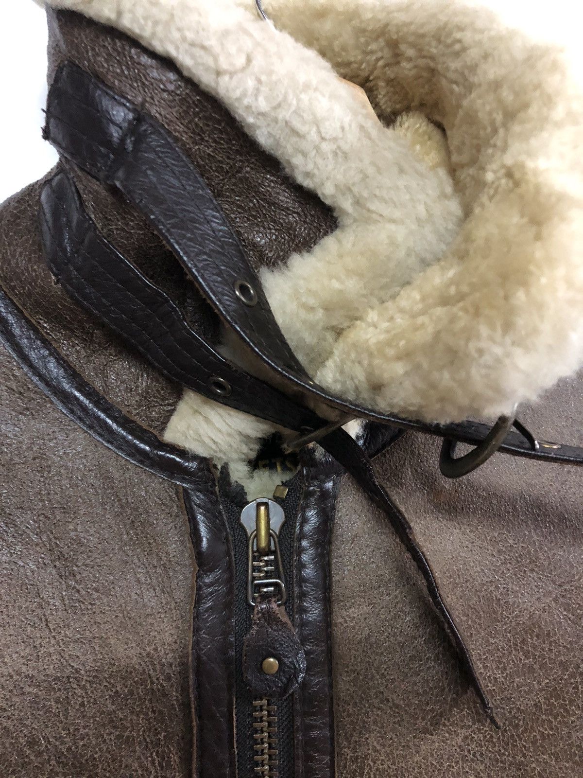 Japanese Brand Vintage Sherling B-3 80’s Reservations Jacket leather army Size US L / EU 52-54 / 3 - 3 Thumbnail