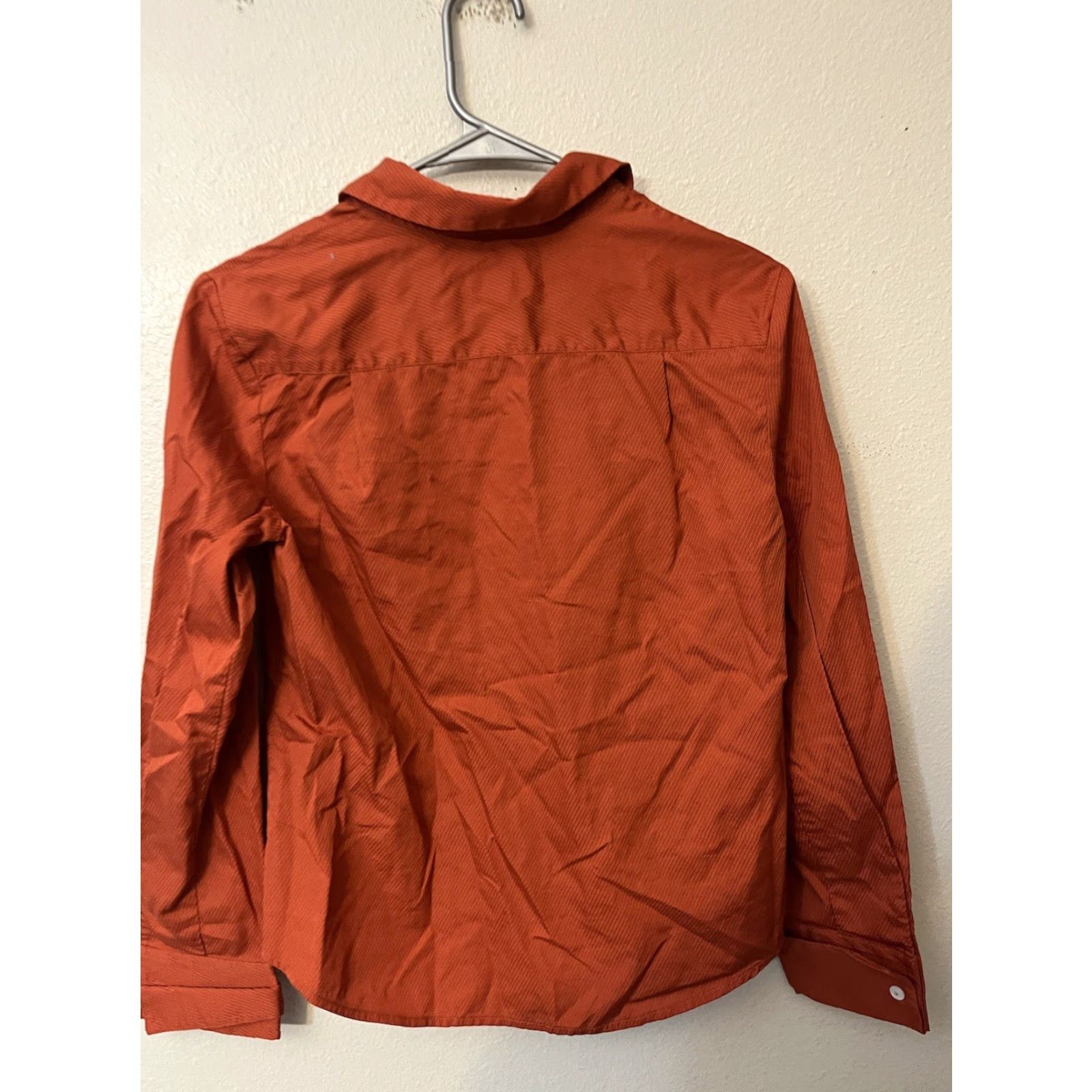 Talbots Talbots Womens Blouse Size 8P Orange Stretch Sateen Long Sleeve Collared Casual Size M / US 6-8 / IT 42-44 - 3 Thumbnail