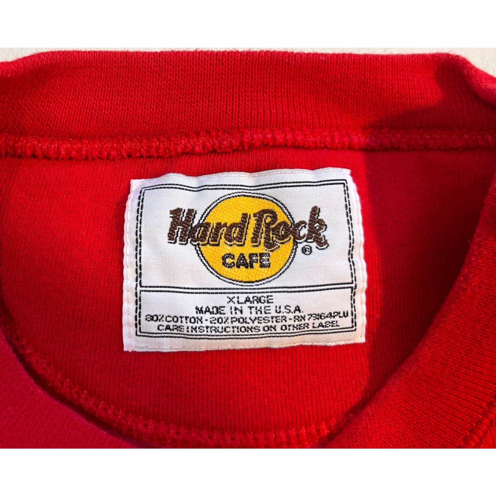 Hard Rock Cafe VINTAGE Hard Rock Cafe Chicago Save the Planet Crew Sweatshirt Unisex Adults XL Red USA 90s Embroidered Heavyweight Cotton Blend Fleece Sweatshirt Size US XL / EU 56 / 4 - 5 Thumbnail