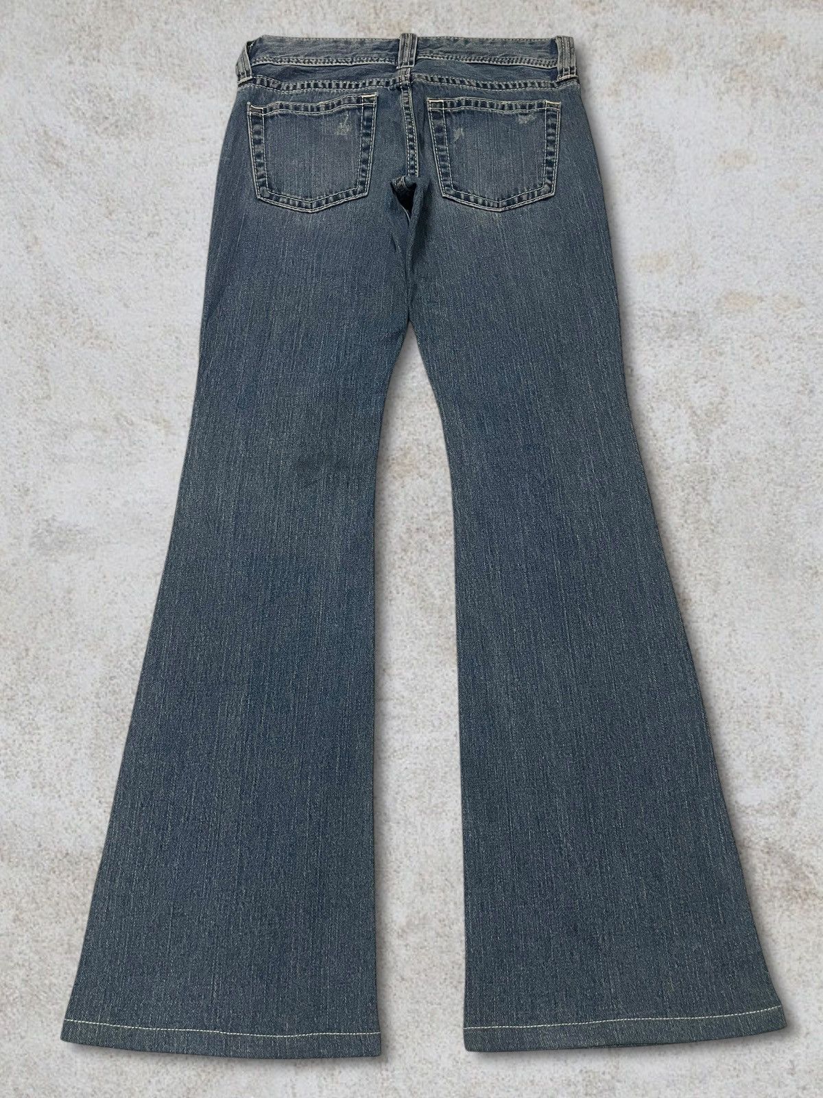 Marni × Uniqlo Vintage Y2k Uniqlo Blue Wash Women Ripped Flared Jeans Size 29" - 7 Thumbnail