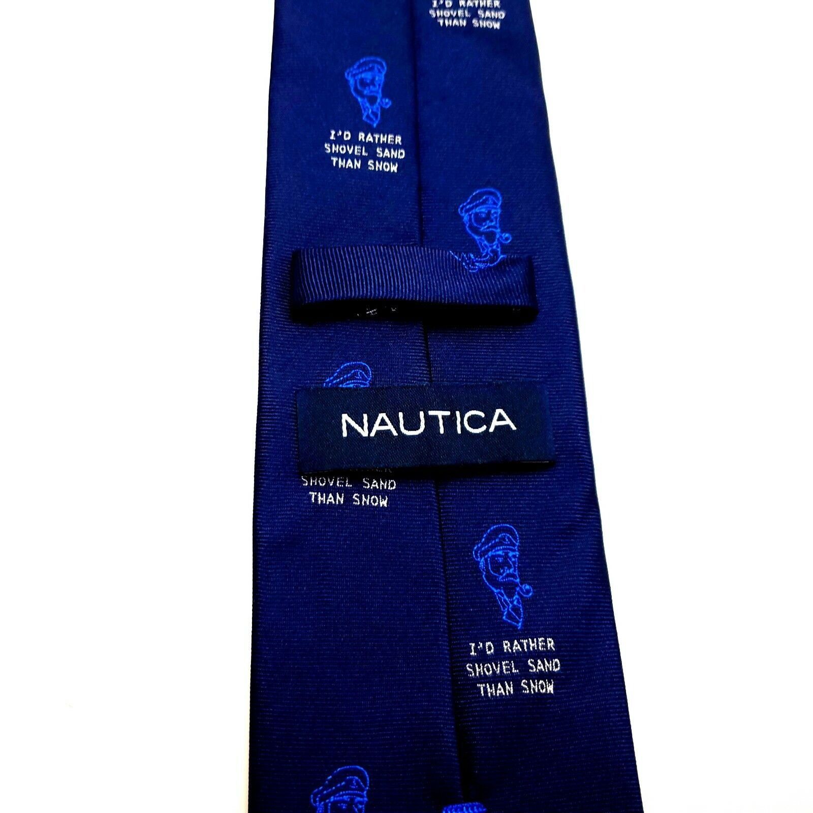 Nautica Nautica Silk Tie Woven Christmas Beach Blue Skinny Size ONE SIZE - 3 Thumbnail