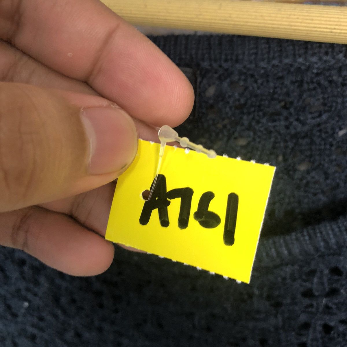 Homespun Knitwear × Japanese Brand × OVER THE STRiPES Cecil Mcbee Stripe crochet mesh net Dark Blue Knitwear #A761 Size M / US 6-8 / IT 42-44 - 10 Thumbnail
