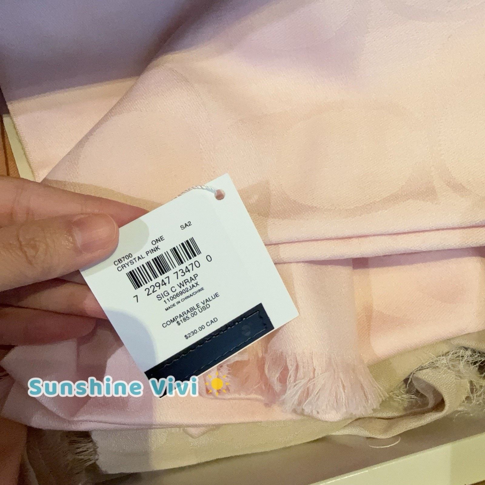 Coach NWT Coach Signature Wrap Fringe Patterned Scarf Crystal Pink Size ONE SIZE - 5 Thumbnail