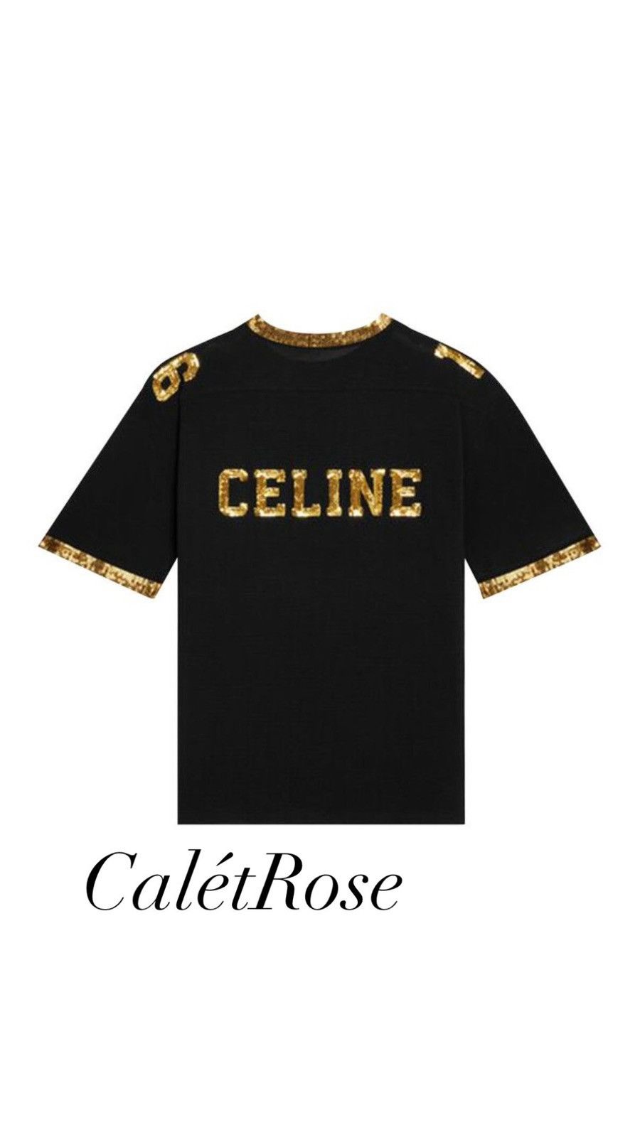 Celine $1.74k SS23 Celine 16 black gold sequin logo jersey t shirt Size US S / EU 44-46 / 1 - 22 Thumbnail