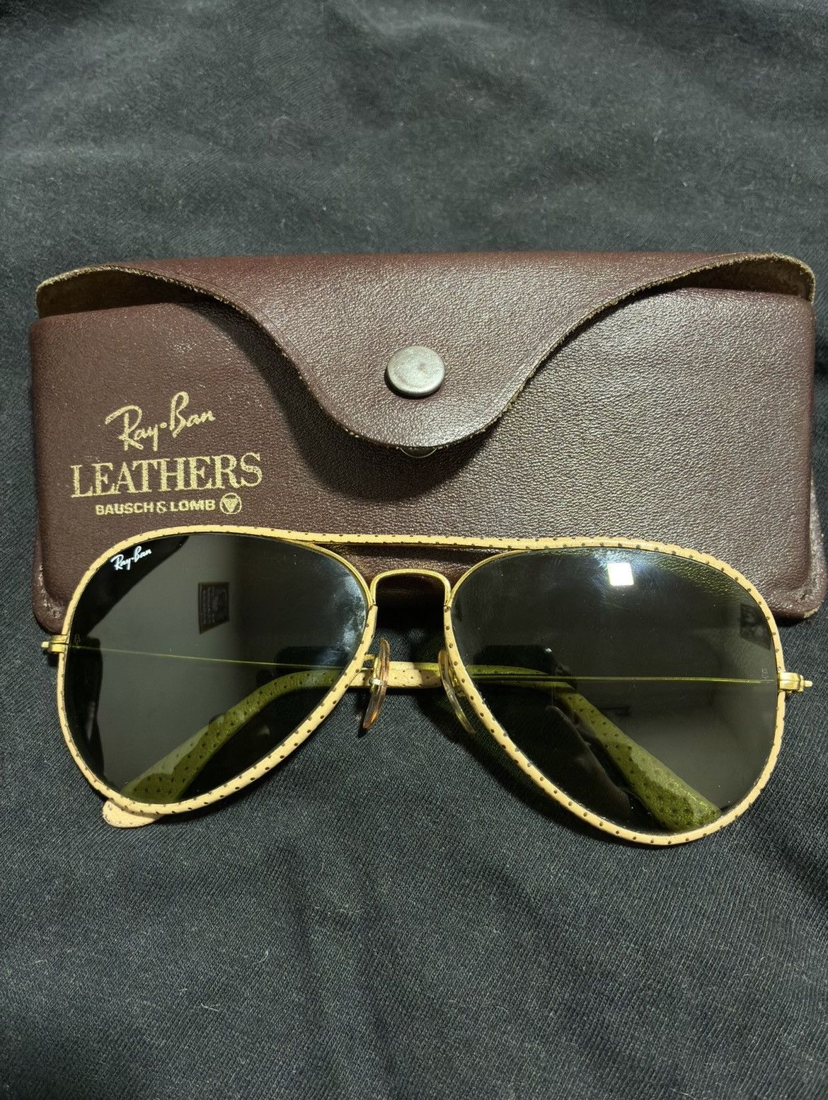 Bausch & Lomb × RayBan Vintage B&L Ray-Ban USA Leathers Aviator 58[]14 Size ONE SIZE - 1 Thumbnail