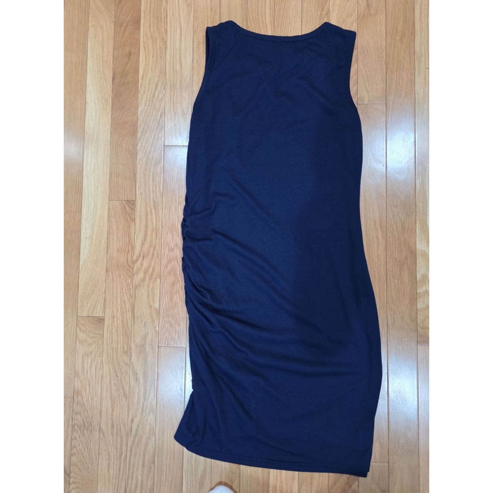 Vintage Btfbm Sheath Dress Womens Size S Blue Solid Sleeveless Round Neck Ruched Stretch Dress Knee Length Casual Outdoor Seasonal Womens Size S / US 4 / IT 40 - 3 Thumbnail