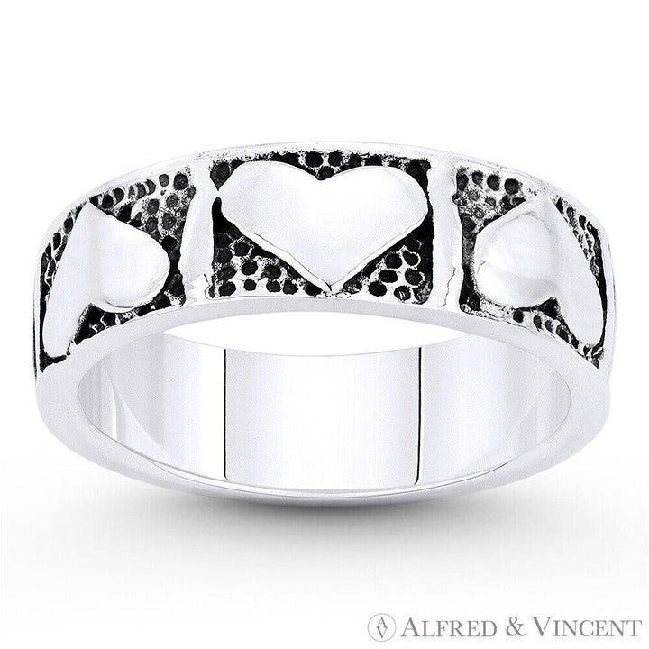 Other Multi-Heart Charm Stackable Band in .925 Sterling Silver Size ONE SIZE - 1 Preview