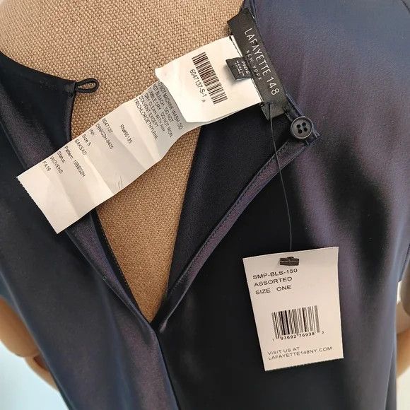Lafayette 148 LAFAYETTE 148 Silk Crepe De Chine Sleeveless Blouse - Blue Size M / US 6-8 / IT 42-44 - 10 Thumbnail