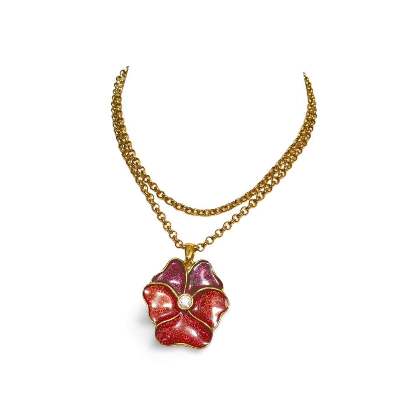 Yves Saint Laurent Vintage Yves Saint Laurent golden chain necklace with pansy Size ONE SIZE - 7 Thumbnail