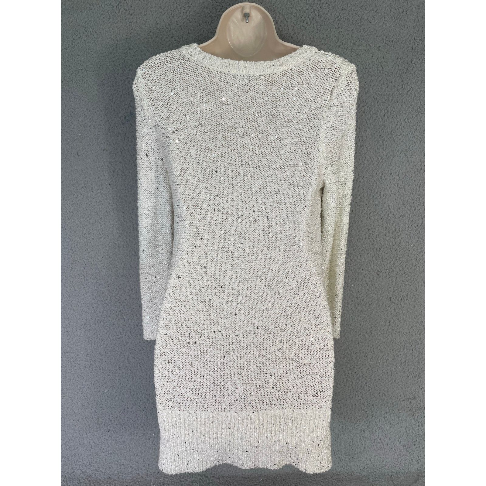 Loft LOFT White Sequin Knit Sweater Tunic Sheer Hem Women's Small Size S / US 4 / IT 40 - 9 Thumbnail