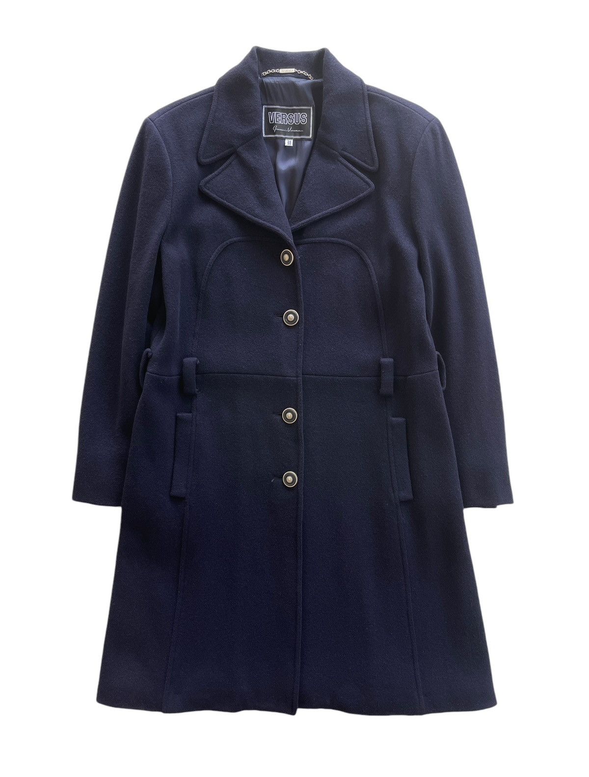 Versus Versace Versus Versace Wool Navy Trench Coat Size S / US 4 / IT 40 - 1 Thumbnail