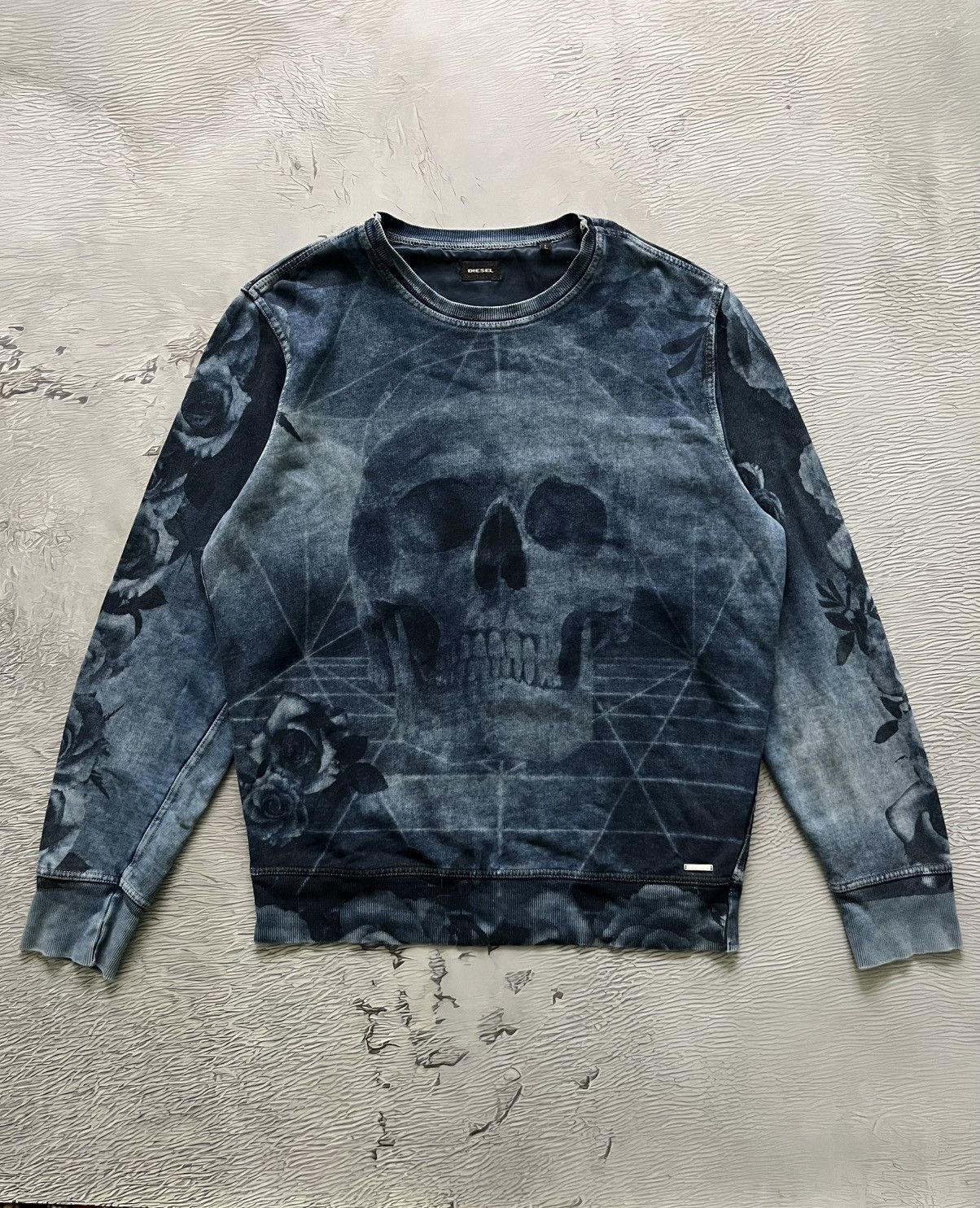 Diesel 💀 Diesel Skull Vintage Printed Sweatshirt Avant Grade Blue Size US S / EU 44-46 / 1 - 3 Thumbnail
