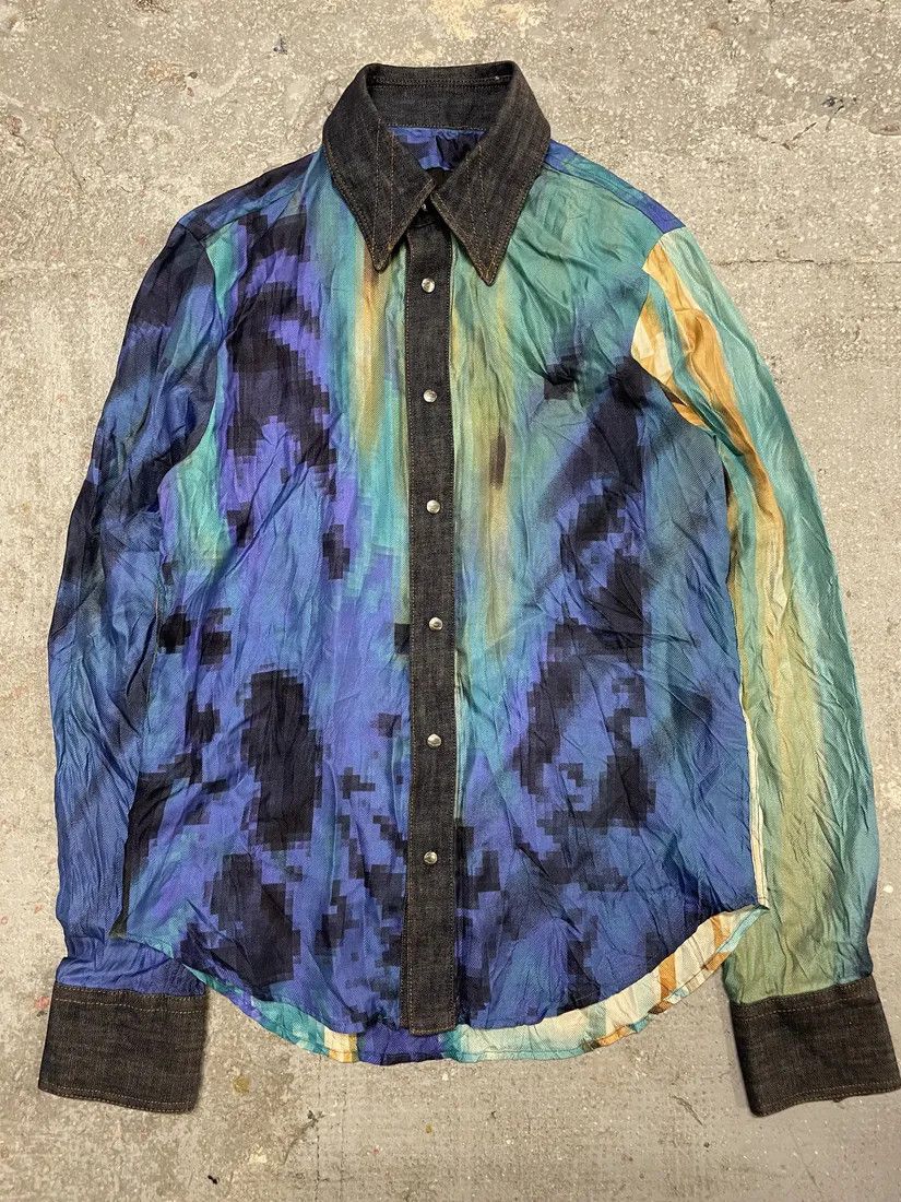Just Cavalli × Vintage SS2001 Cavalli Pixelized Art Shirt Size US S / EU 44-46 / 1 - 2 Thumbnail