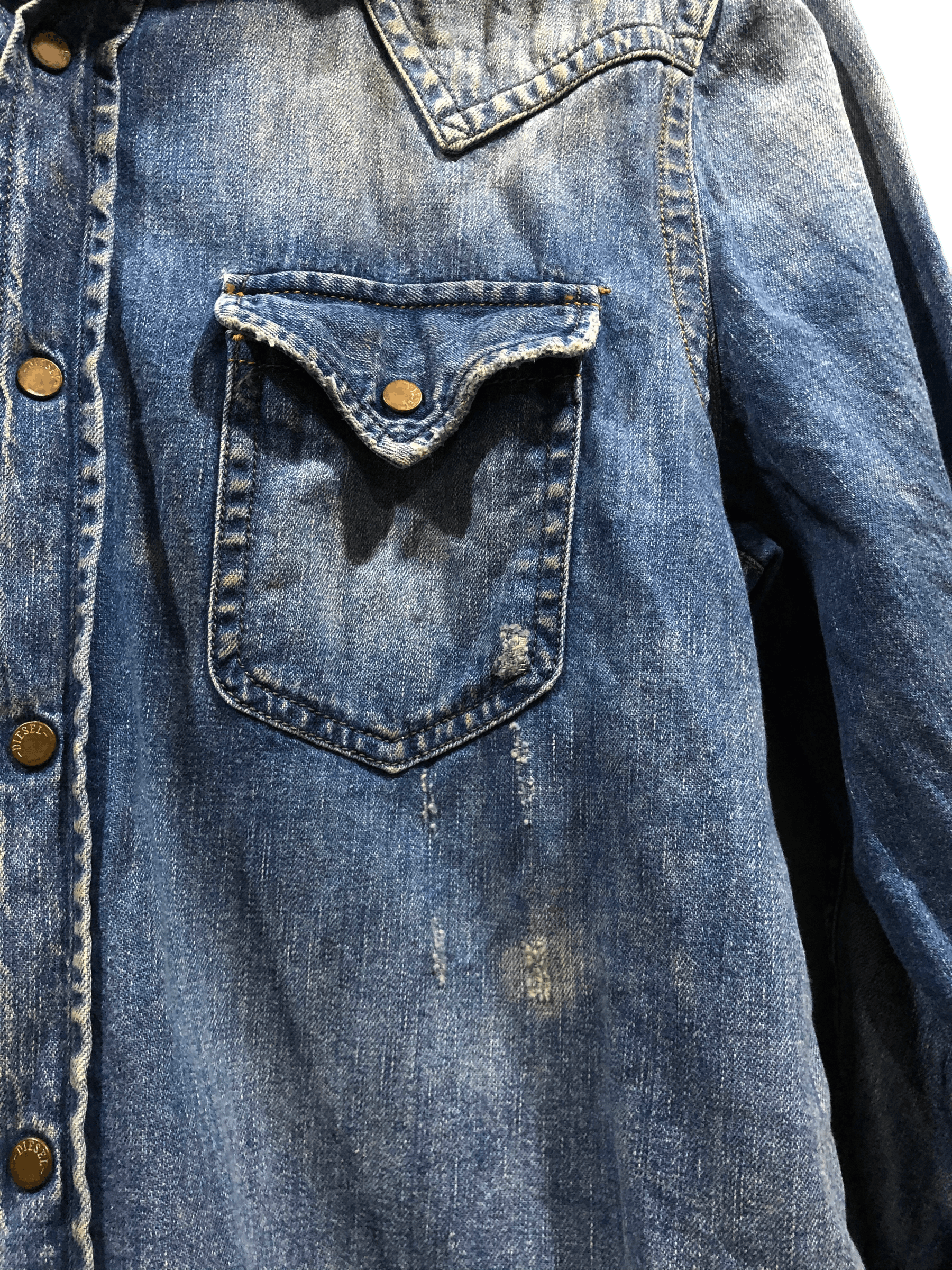 Diesel Vintage Diesel Industry Paint Splattered Denim Western Shirt Size US S / EU 44-46 / 1 - 8 Thumbnail