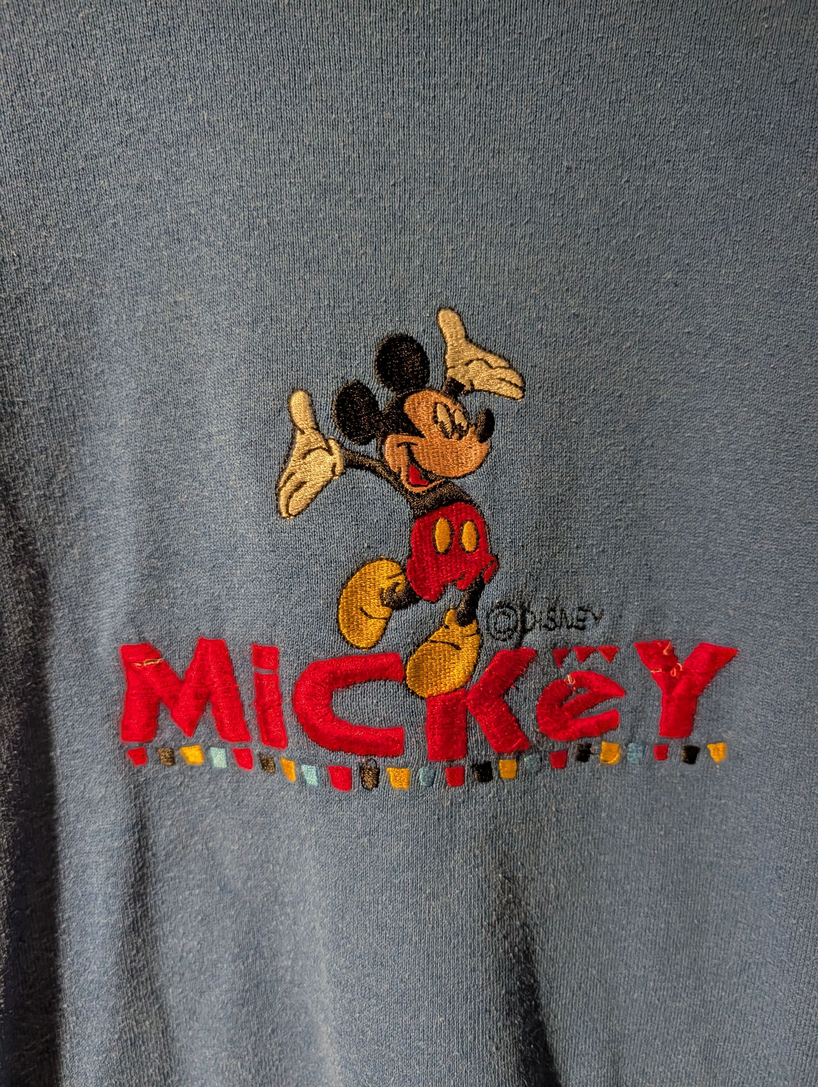 Disney Vintage Disney Mickey Mouse Embroidered Sweatshirt Blue 90s Size US M / EU 48-50 / 2 - 2 Thumbnail