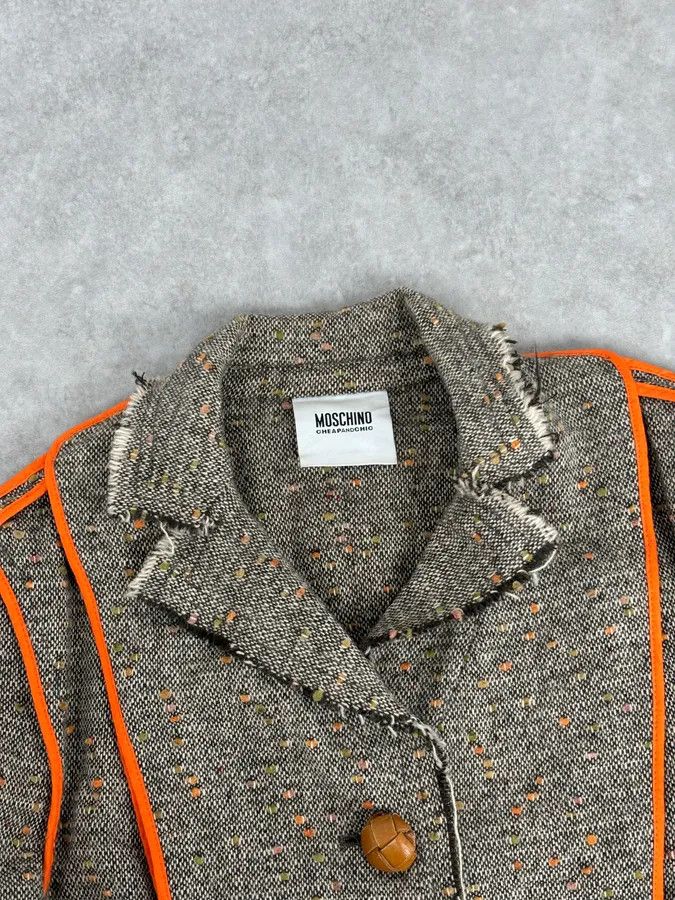 Moschino Moschino Beige Wool & Contrast Orange Trim Skirt & Blazer Set Size M / US 6-8 / IT 42-44 - 8 Thumbnail