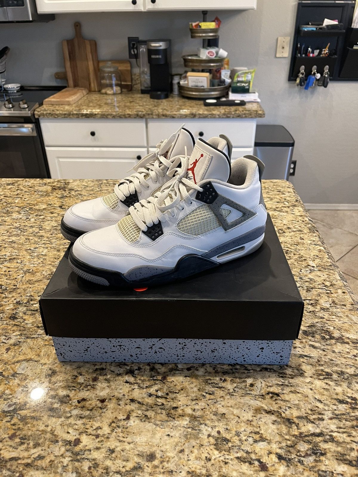 Jordan Brand AIR JORDAN 4 RETRO - White/Black-Cement Grey (2012 Release) Size US 10.5 / EU 43-44 - 1 Thumbnail