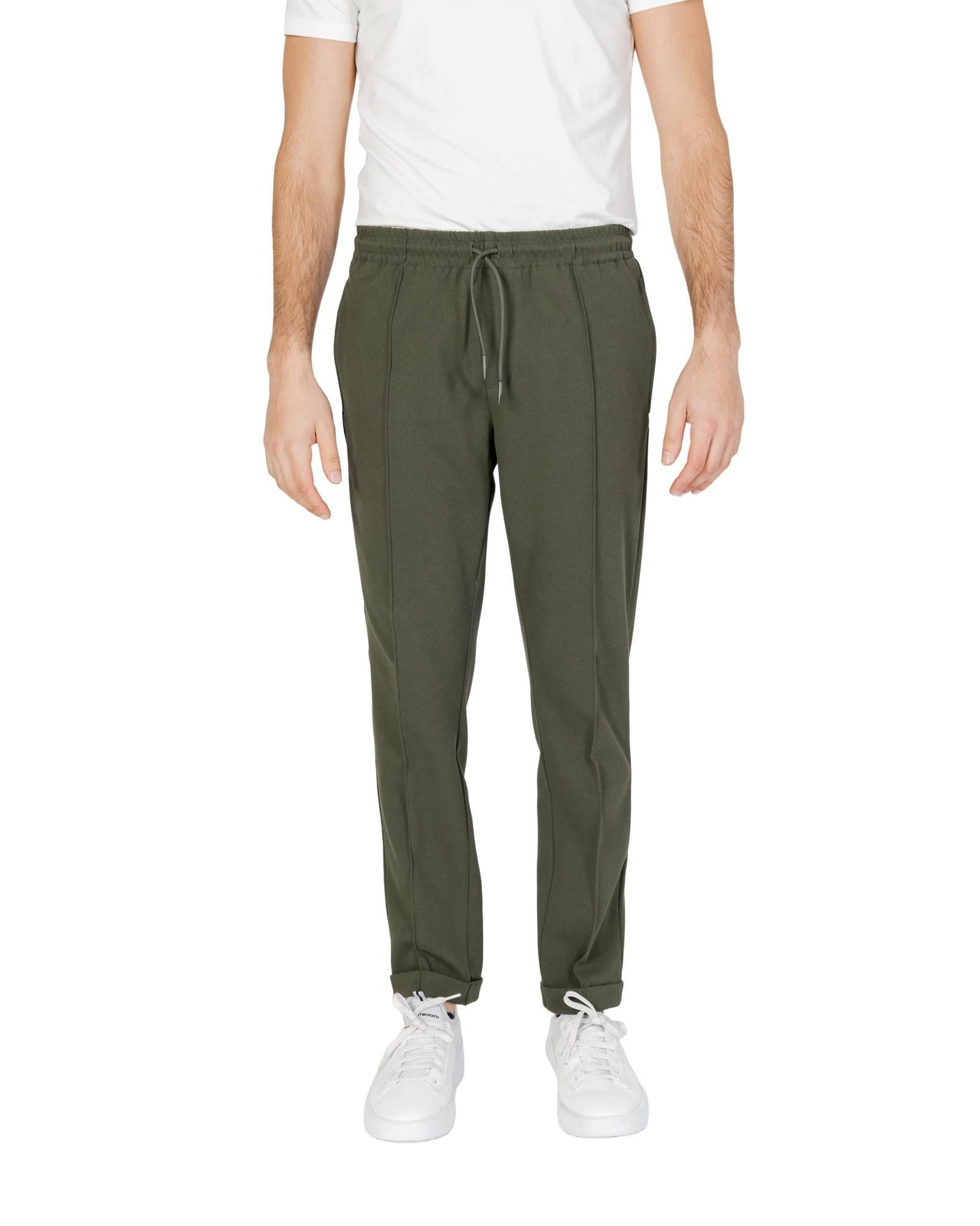 image of Antony Morato Lace-Up Trousers With Pockets in Green, Men's (Size 38)