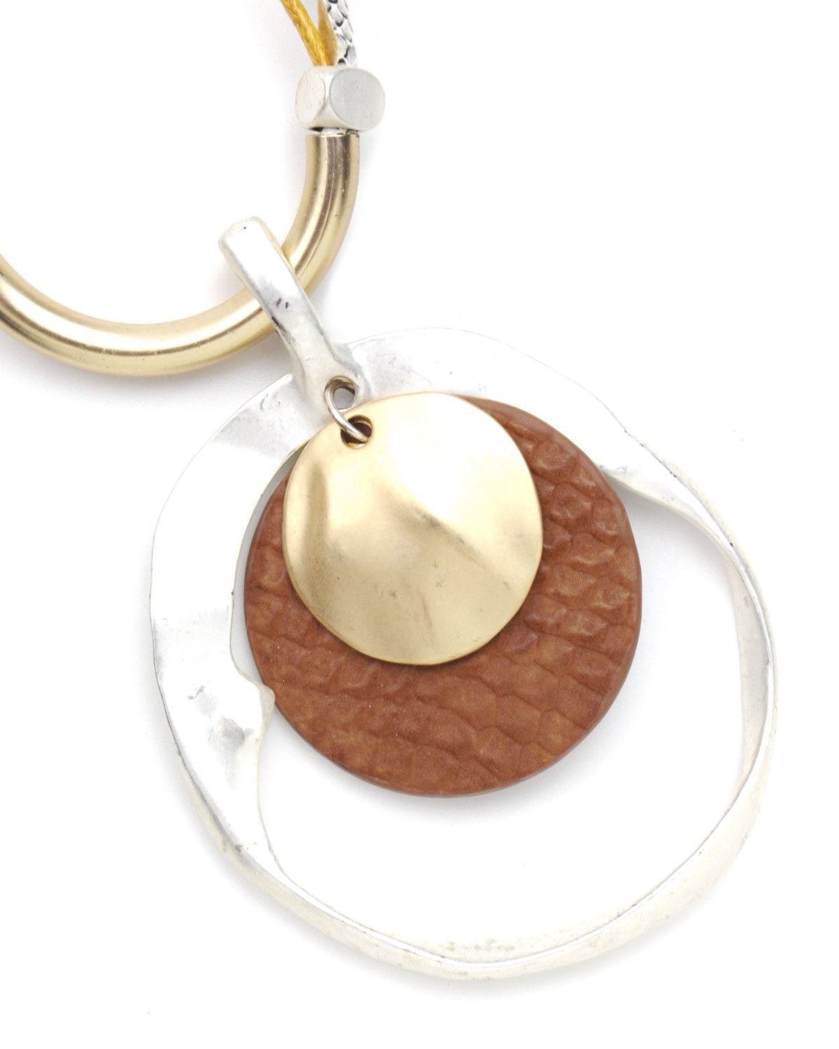 If Six Was Nine 1990S HAMMERED HOOP LEATHER DISC SNAKESKIN NECKLACE Size ONE SIZE - 4 Thumbnail