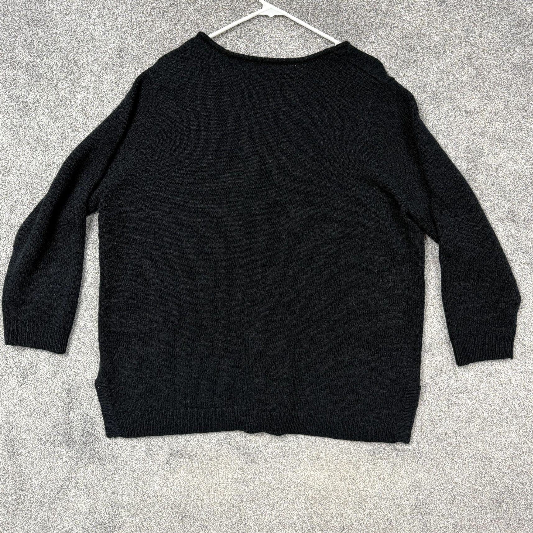 Avenue Avenue Sweater Plus 26/28 Black Henley Knit Gothic Dark Academia Coastal Womens Size 4XL / US 24-26 - 7 Thumbnail