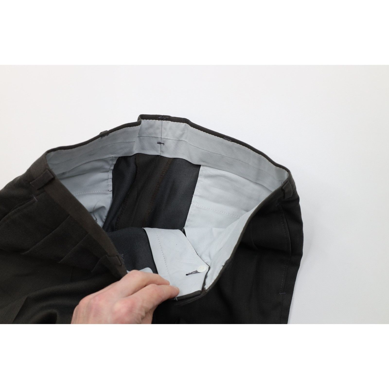 Vintage Vintage 70s 80s 2 Piece Wool Double Breasted Suit Wedding Size 44L - 20 Thumbnail