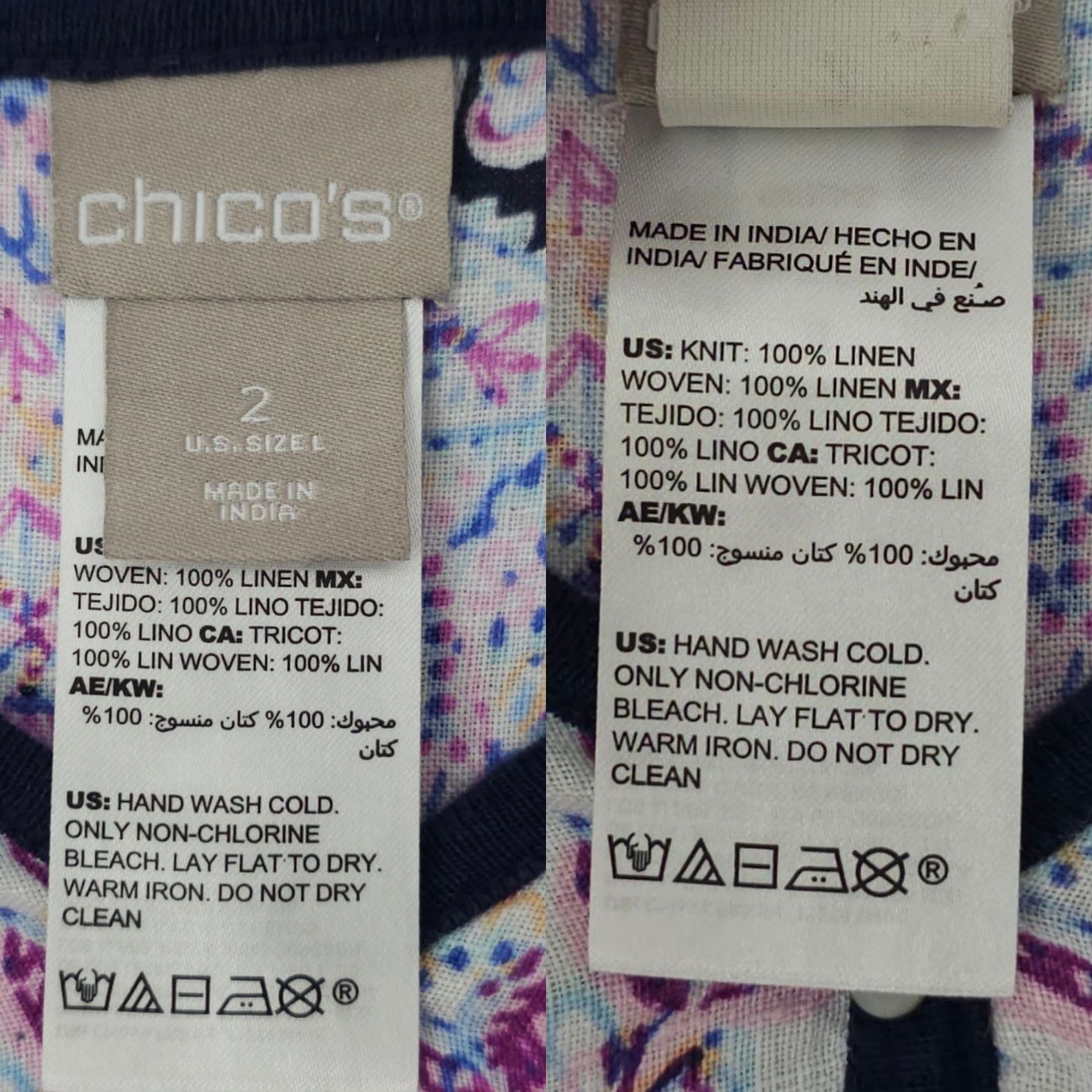 Chicos Chicos Pullover Top Womens 2 US L Paisley Linen 3/4 Sleeve Size L / US 10 / IT 46 - 7 Thumbnail