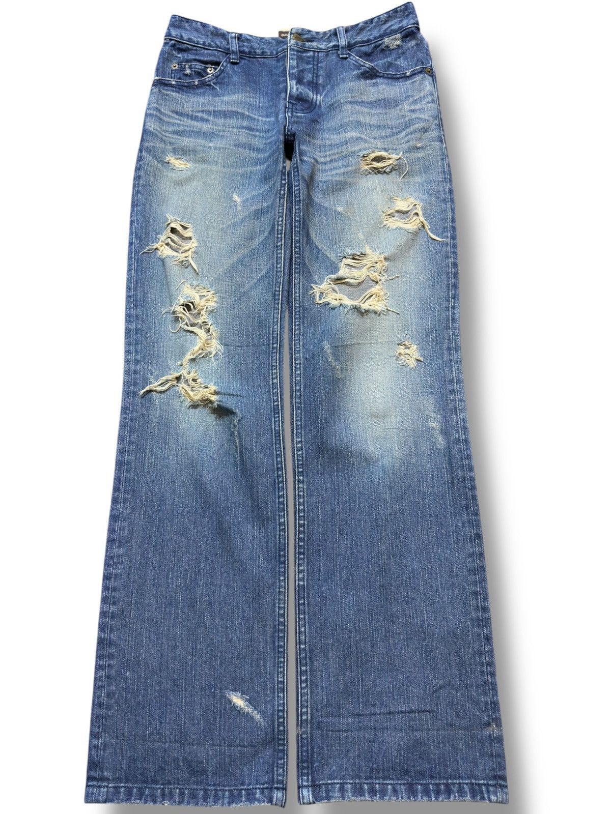 Chaos Gone Global Vintage Global Rythme Essence Ripped Distressed Denim Size US 29 - 1 Thumbnail
