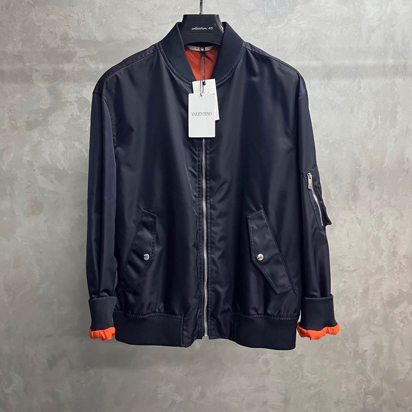 Valentino Valentino Blue Back Logo Zip Flight Jacket 50 Size US M / EU 48-50 / 2 - 1 Thumbnail