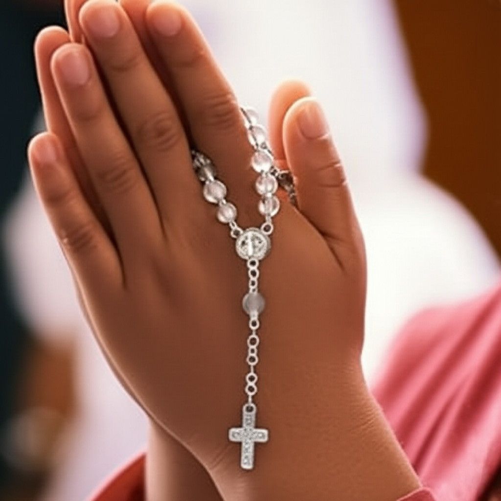 Other Clear & Silver Round Rosary Beads 12 Pieces Size ONE SIZE - 1 Thumbnail