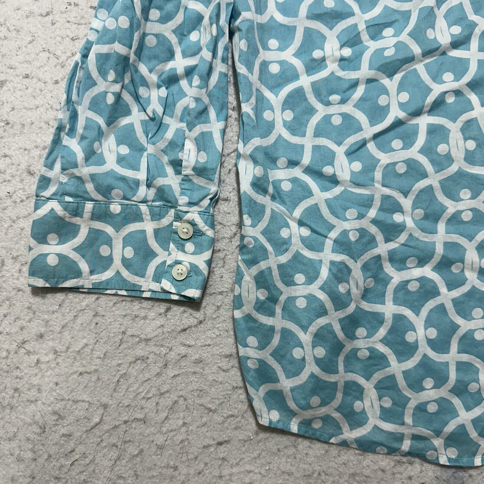 Van Heusen Van Heusen= Large Button Up Shirt Light Blue + White Top Size L / US 10 / IT 46 - 7 Thumbnail
