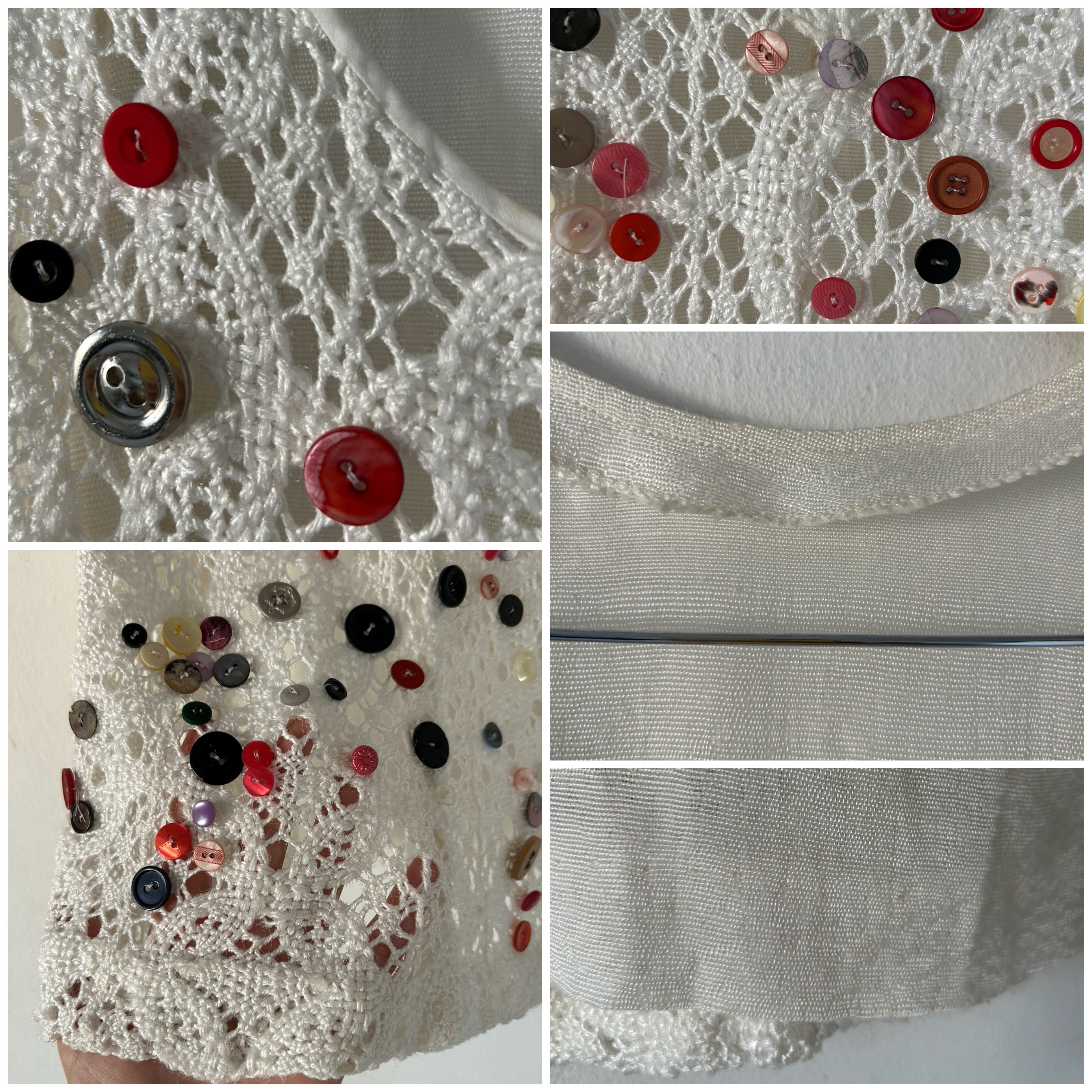 Custommade Vintage white crochet button appliqué tank top Size M / US 6-8 / IT 42-44 - 9 Thumbnail