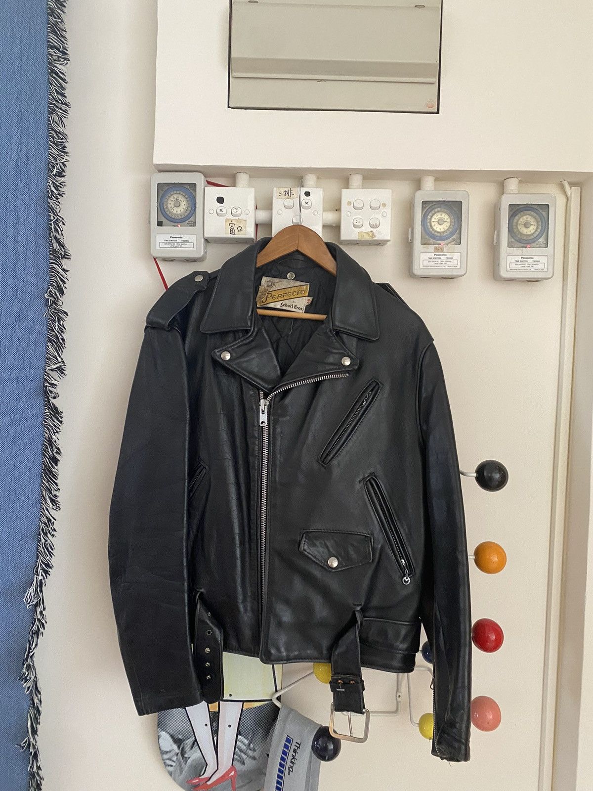 image of Vintage 70's Schott Biker Leather Jacket Lewis Rrl Kapital in Black, Men's (Size XL)