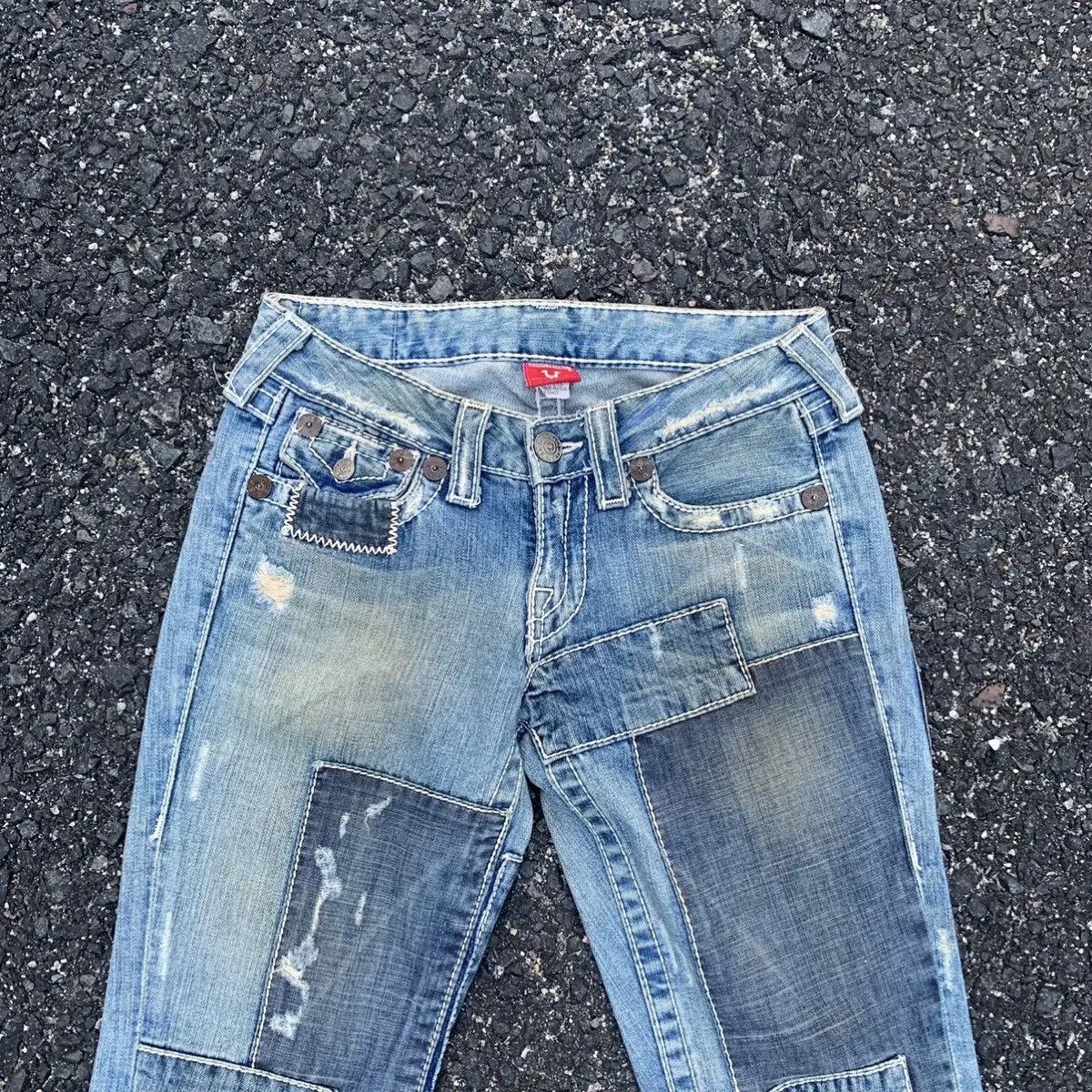 Vintage 💥 STEALS 💥 True Religion Jeans Patch Row Flare Denim Pants Size US 26 / EU 42 - 2 Thumbnail