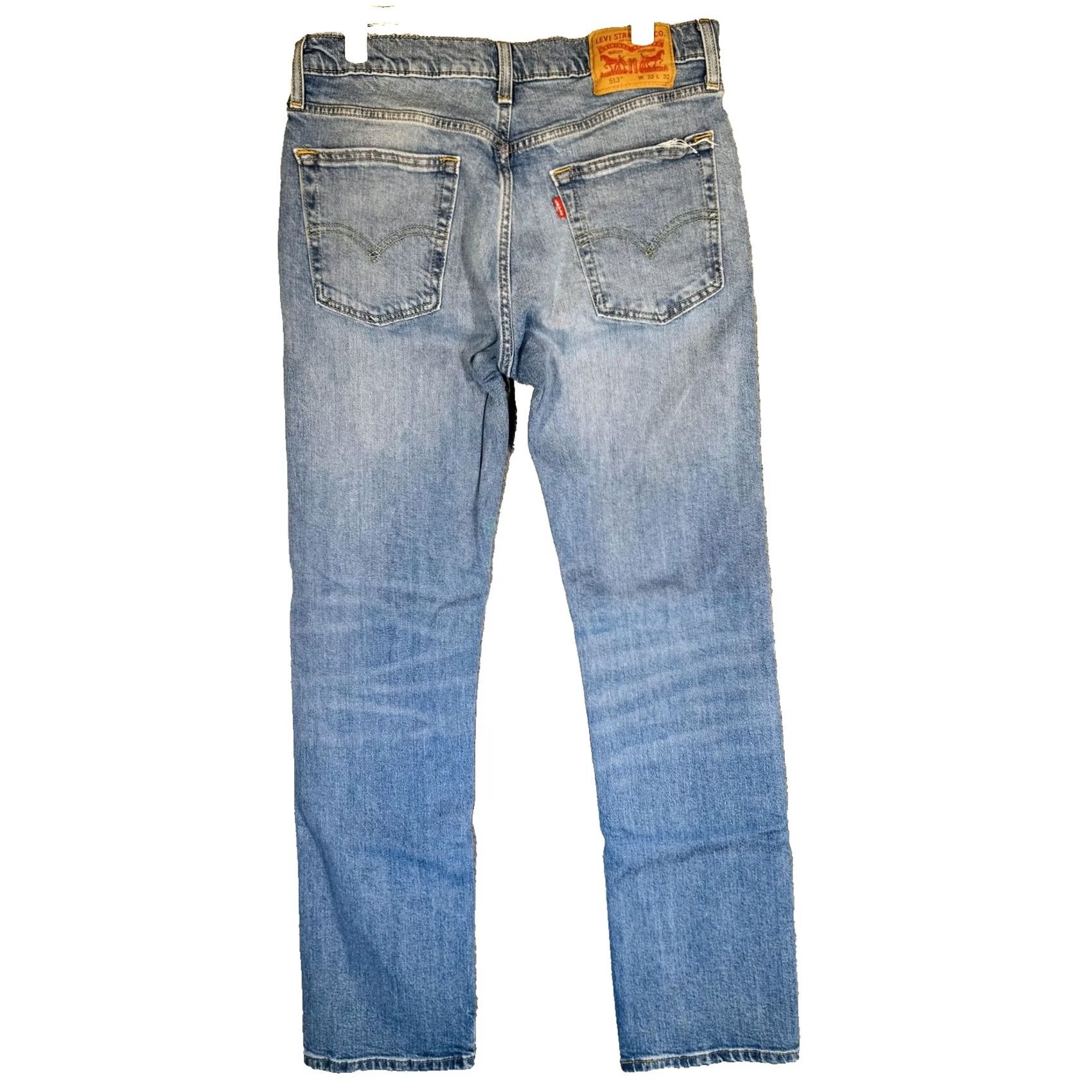 Levi's Levi's 513 Jeans Mens 32x32 Blue Light Wash Slim Straight Stretch Denim Zip Fly Size US 32 / EU 48 - 6 Thumbnail