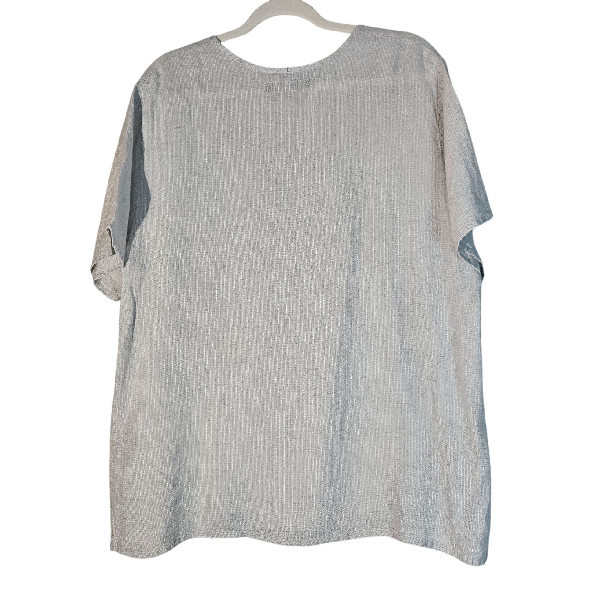 FLAX Flax Women's Light Gray Linen Top Large Minimalist Lagon lo Size L / US 10 / IT 46 - 3 Thumbnail