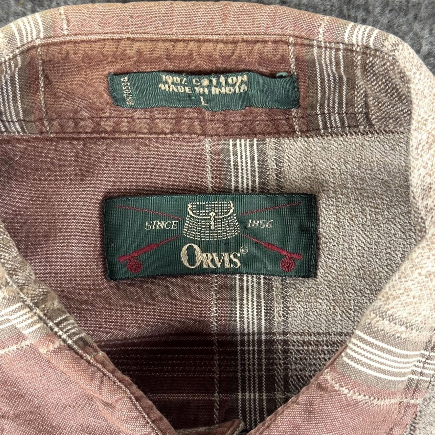 Orvis VINTAGE Orvis Shirt Mens Large Brown Plaid Flannel Button Front Long Sleeve Size US L / EU 52-54 / 3 - 2 Thumbnail