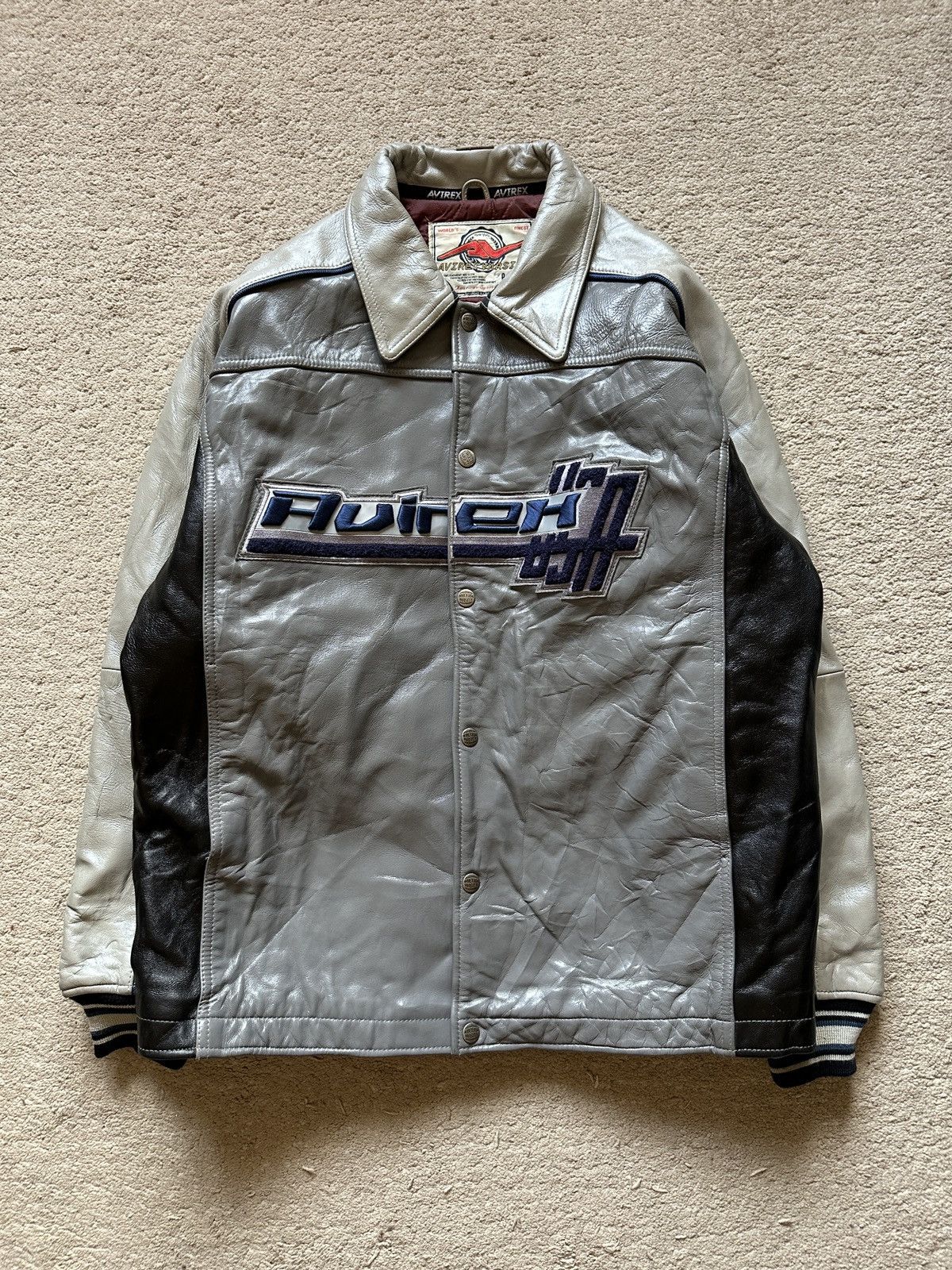 Avirex × Vintage 1990s Avirex Spirit of American Leather Varsity Jacket Size US XL / EU 56 / 4 - 1 Thumbnail