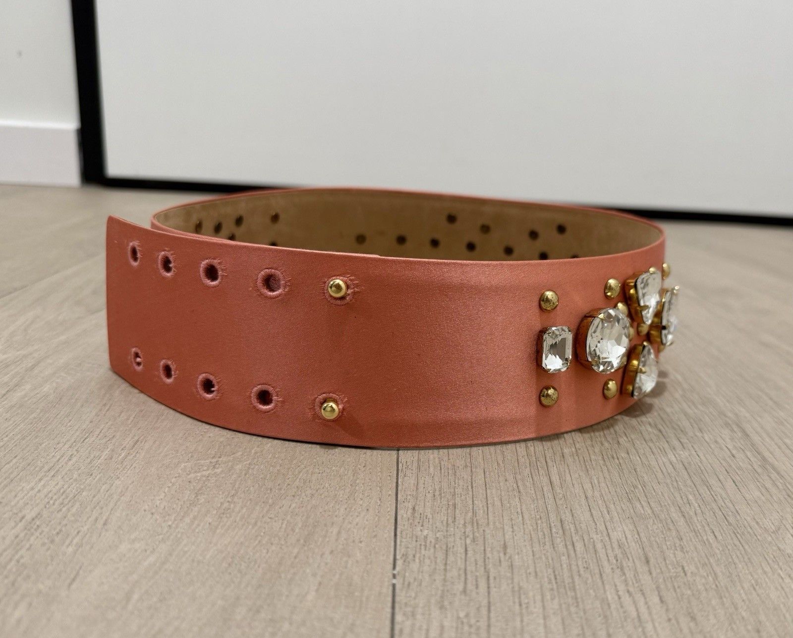 Blumarine Blumarine Womens Wide Belt Crystal Leather Silk Satin Italy Size ONE SIZE - 11 Thumbnail