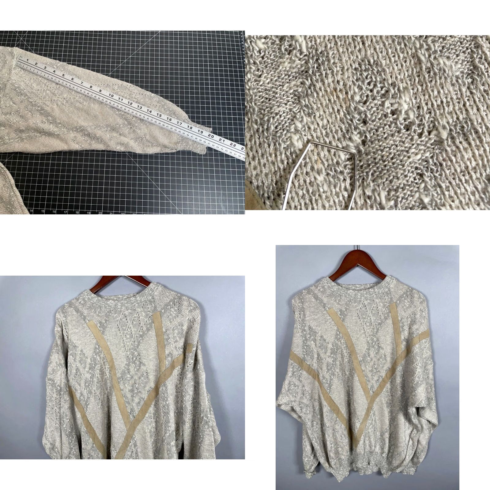 Vintage VINTAGE Bachrach Chunky-Knit Sweater Adult XL Beige Check Pattern Preppy Mens Size US XL / EU 56 / 4 - 8 Thumbnail