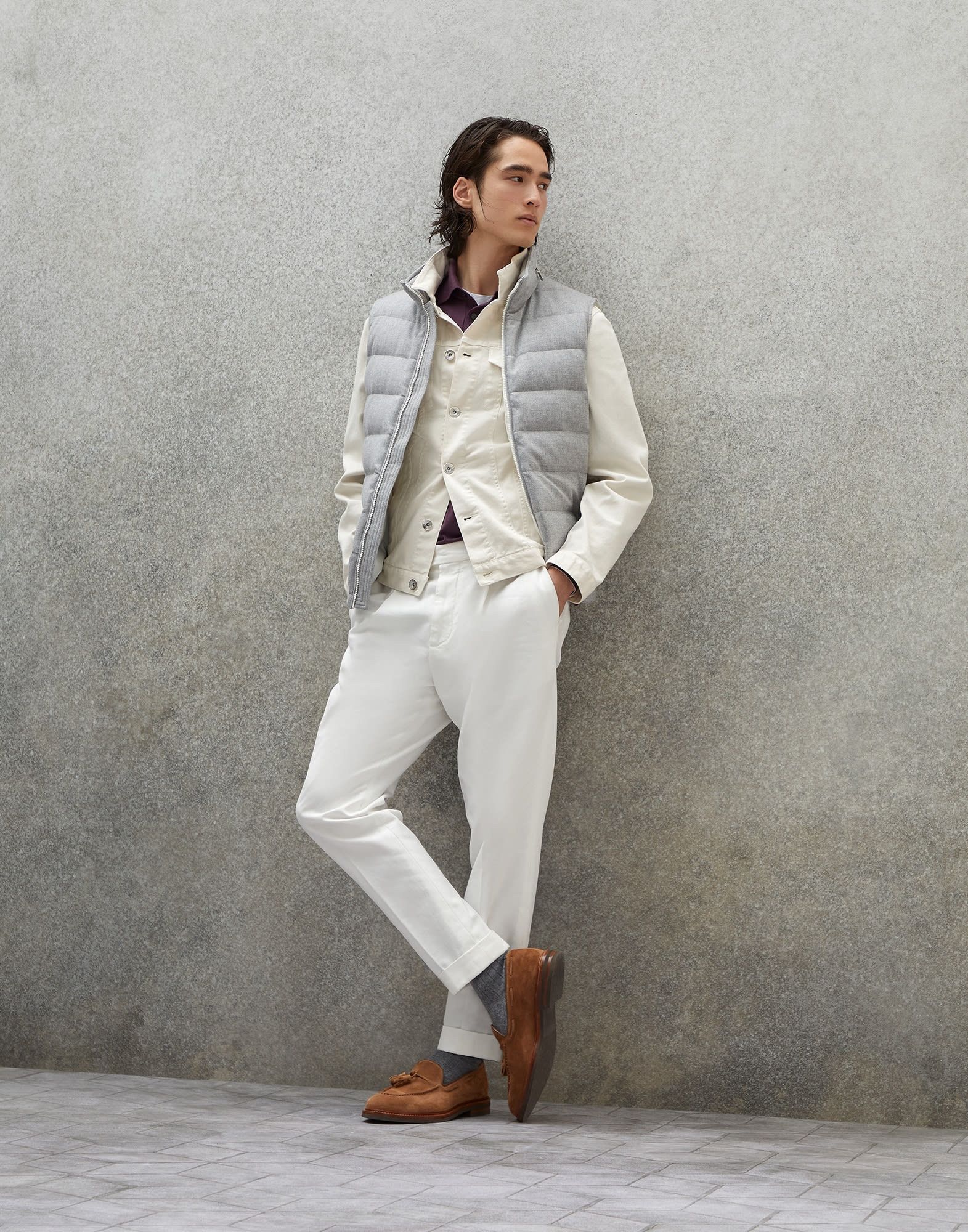 Brunello Cucinelli o1w1db10225 Denim Jacket in White Size US M / EU 48-50 / 2 - 5 Thumbnail