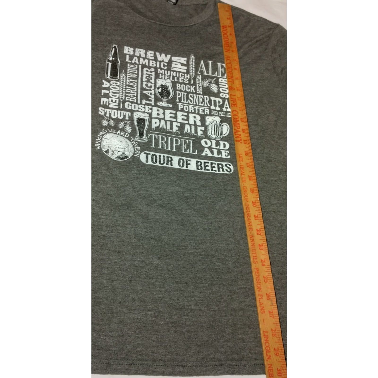 Vintage Winking Lizard Tavern Tour of Beers Shirt Men 2XL District Gray Short Sleeve Crew Neck T-Shirt Beer Ohio Gift Size US XXL / EU 58 / 5 - 5 Thumbnail