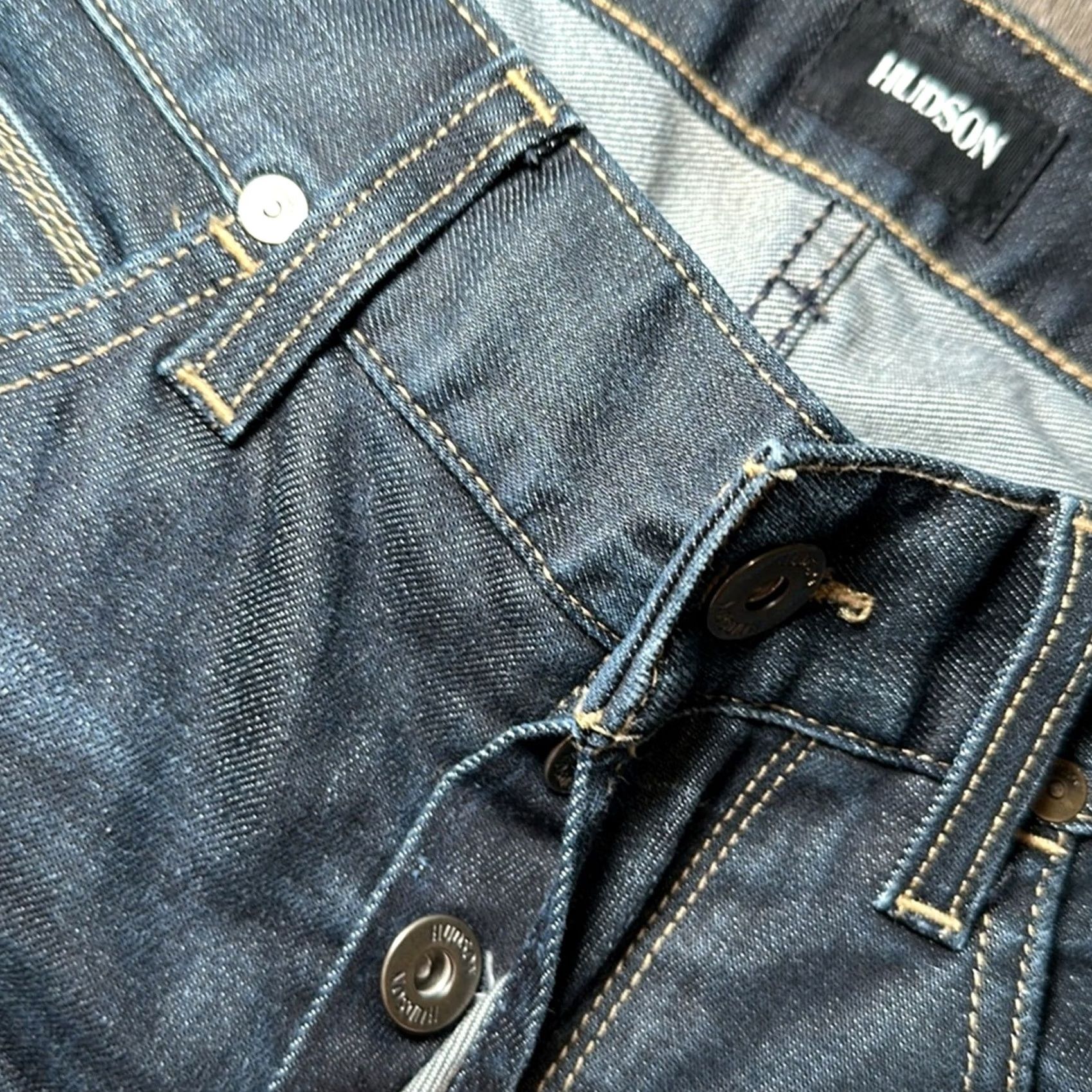 Vintage Hudson Jeans Straight Men 32 Blue Denim Jeans 28in Inseam Regular Size 32 Leather Elastane 2% (Preowned) Size US 32 / EU 48 - 7 Thumbnail
