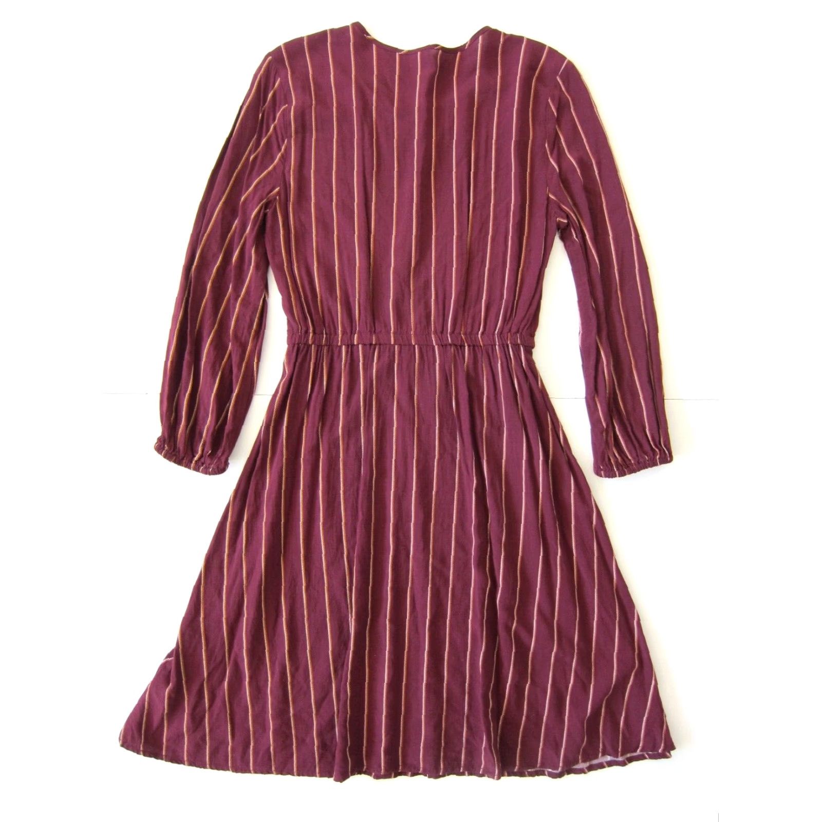 Old Navy Old Navy 100% Rayon Maroon Red Yellow Stripe Long Sleeve Sheath Tunic Dress XS Dress Size XS / US 0-2 / IT 36-38 - 2 Thumbnail