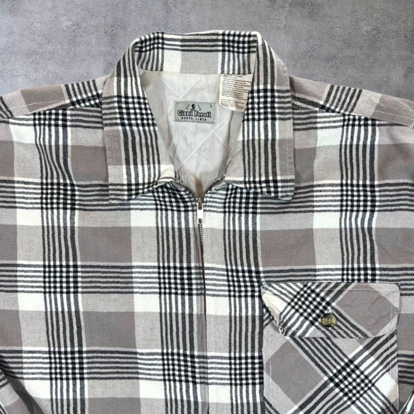 Vintage VINTAGE Giani Feroti Multi Plaid Check Zip Over Shirt Jacket Large Mens Shirt Jacket Size US L / EU 52-54 / 3 - 4 Thumbnail