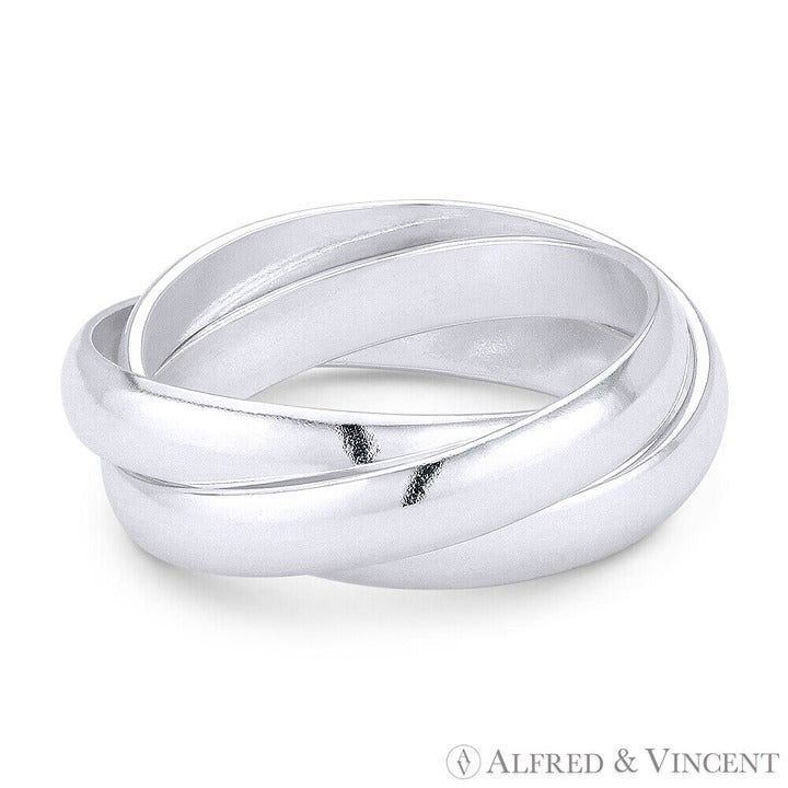 Other 3mm Half-Dome Triple-Band Stackable .925 Sterling Silver Size ONE SIZE - 1 Preview