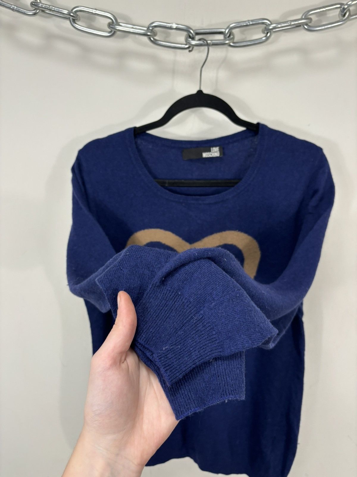Love Moschino Love Moschino Women’s Heart Logo Blue Wool Cashmere Sweater Size M / US 6-8 / IT 42-44 - 5 Thumbnail