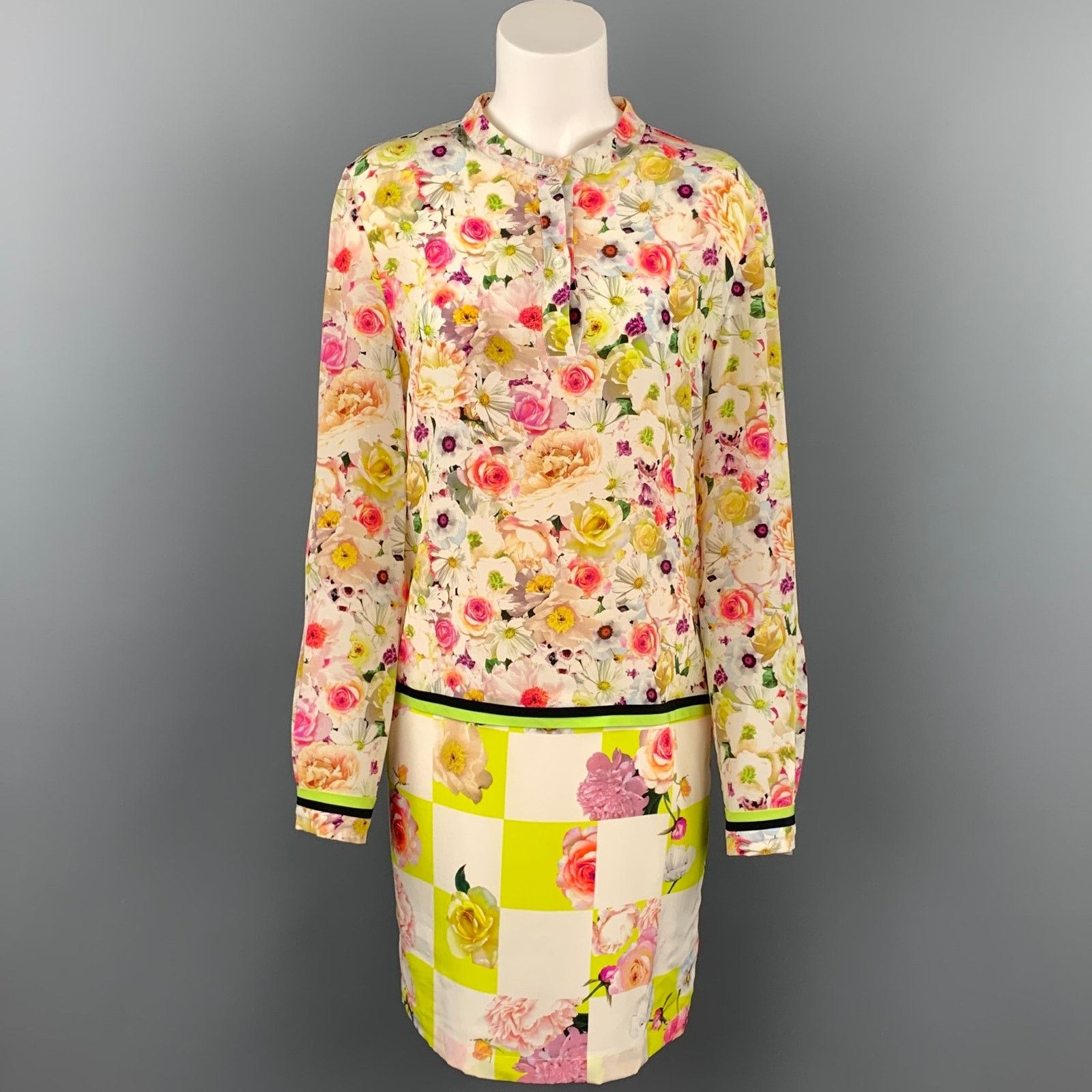 MSGM MSGM Size M Multi-Color Floral Long Sleeve Shift Dress Size M / US 6-8 / IT 42-44 - 1 Thumbnail