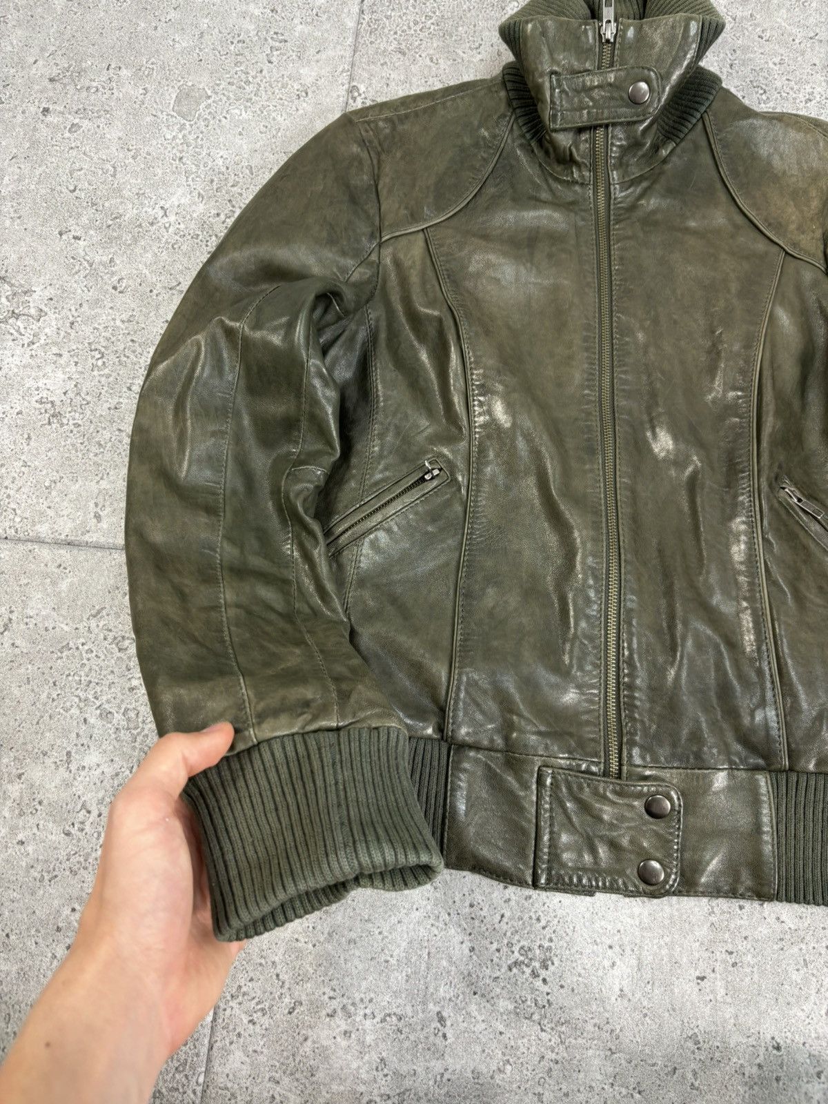Genuine Leather × Japanese Brand Archive Japanese Leather Jacket Distressed Faded Cropped 00s Size US M / EU 48-50 / 2 - 8 Thumbnail